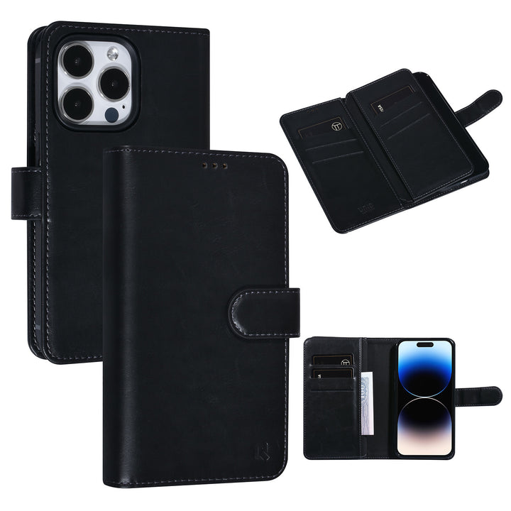 UNIQ Accessory Zwart iPhone 14 Pro Booktype Pasjeshouder voor 9 pasjes - Magneetsluiting-Hoesjes-Ilumina Benelux