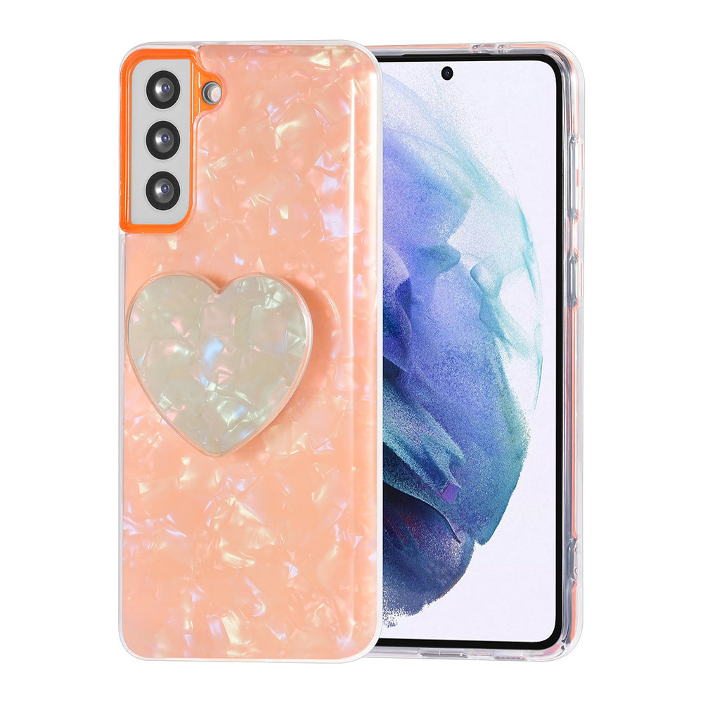 UNIQ Accessory hoesje voor Samsung Galaxy S21 Plus - TPU Backcover - Heartshaped Popsocket - Oranje-Hoesjes-Ilumina Benelux