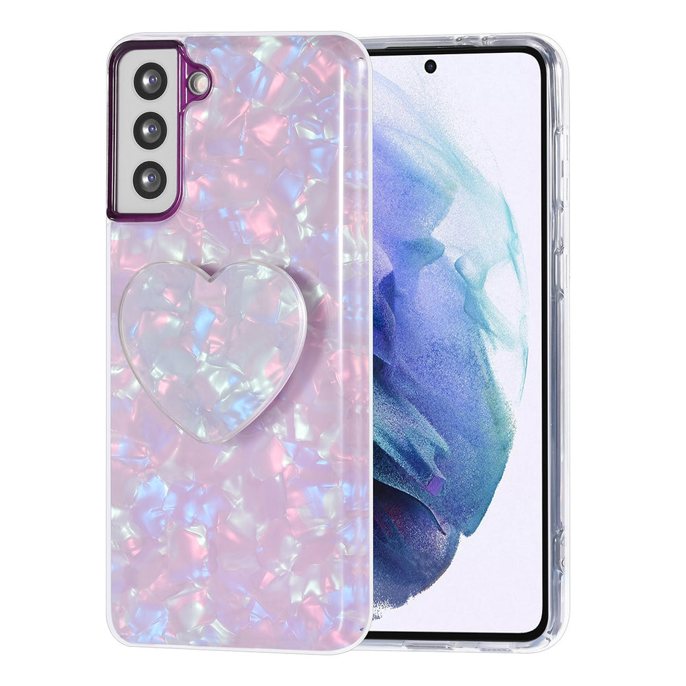 UNIQ Accessory hoesje voor Samsung Galaxy S21 Plus - TPU Backcover - Heartshaped Popsocket - Paars-Hoesjes-Ilumina Benelux