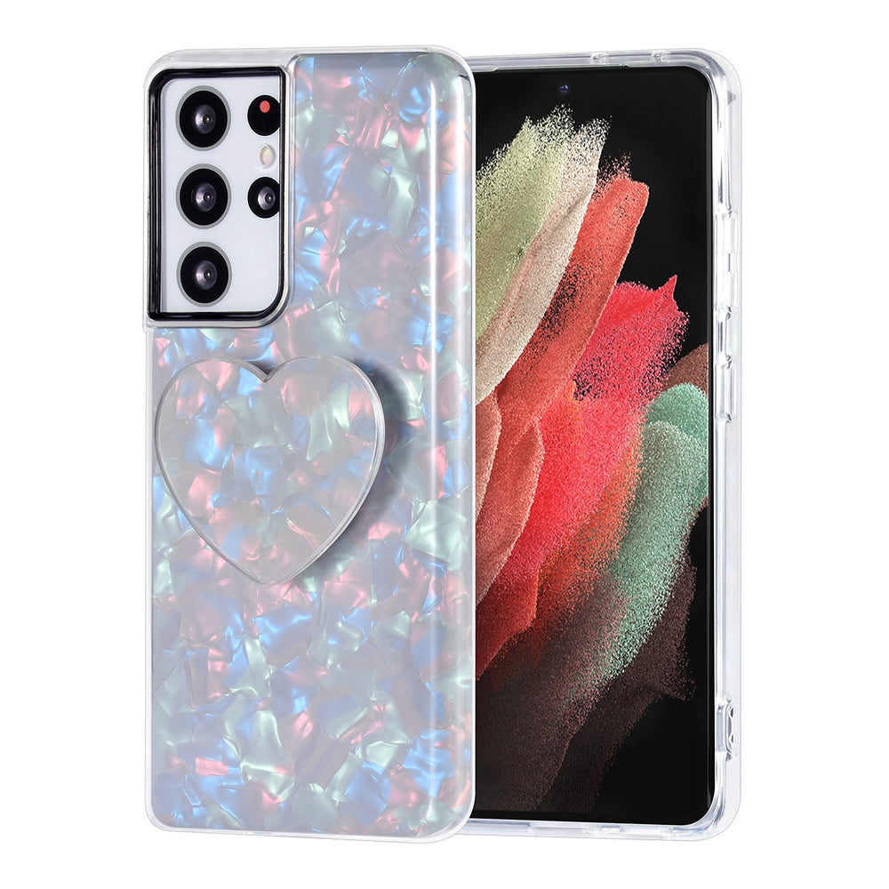 UNIQ Accessory hoesje voor Samsung Galaxy S21 Plus - TPU Backcover - Heartshaped Popsocket - Zwart-Hoesjes-Ilumina Benelux