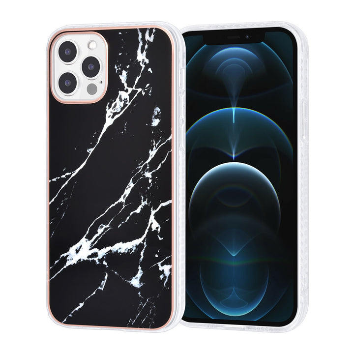 UNIQ Accessory iPhone 12 - 12 Pro Backcover hoesje Silicone - Marble Black-Hoesjes-Ilumina Benelux