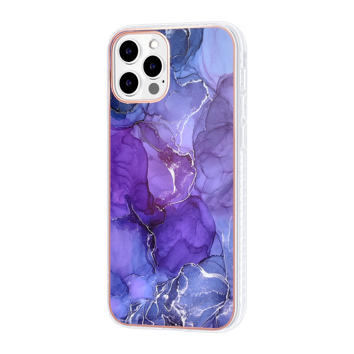 UNIQ Accessory iPhone 12 - 12 Pro Backcover hoesje Silicone - Marble Purple-Hoesjes-Ilumina Benelux
