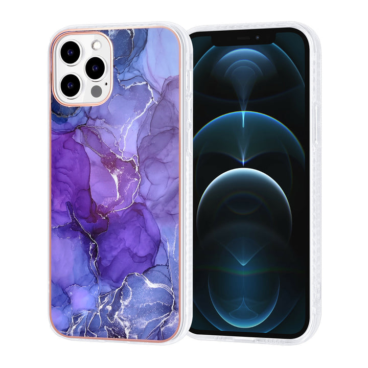 UNIQ Accessory iPhone 12 - 12 Pro Backcover hoesje Silicone - Marble Purple-Hoesjes-Ilumina Benelux
