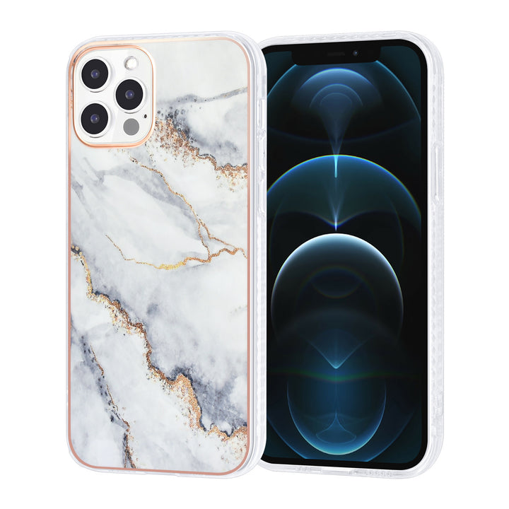 UNIQ Accessory iPhone 12 - 12 Pro Backcover hoesje Silicone - Marble White-Hoesjes-Ilumina Benelux