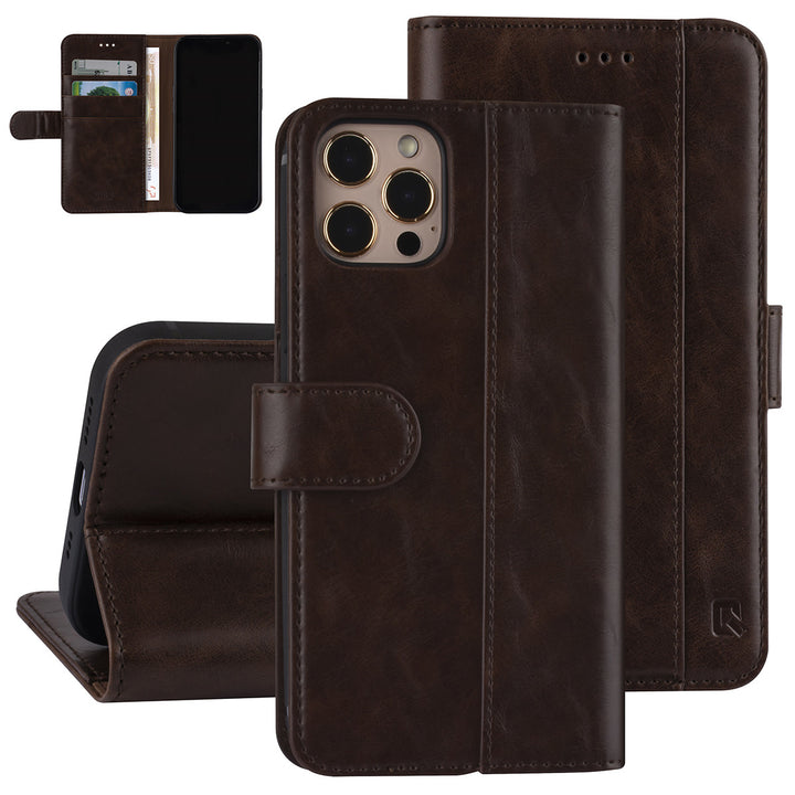 UNIQ Accessory iPhone 12 - 12 Pro Book Case hoesje - Donker Bruin - PU leather-Hoesjes-Ilumina Benelux