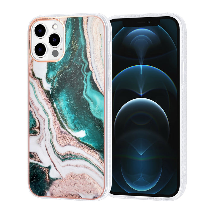 UNIQ Accessory iPhone 12 - 12 Pro TPU Backcover hoesje - Marble Green-Hoesjes-Ilumina Benelux