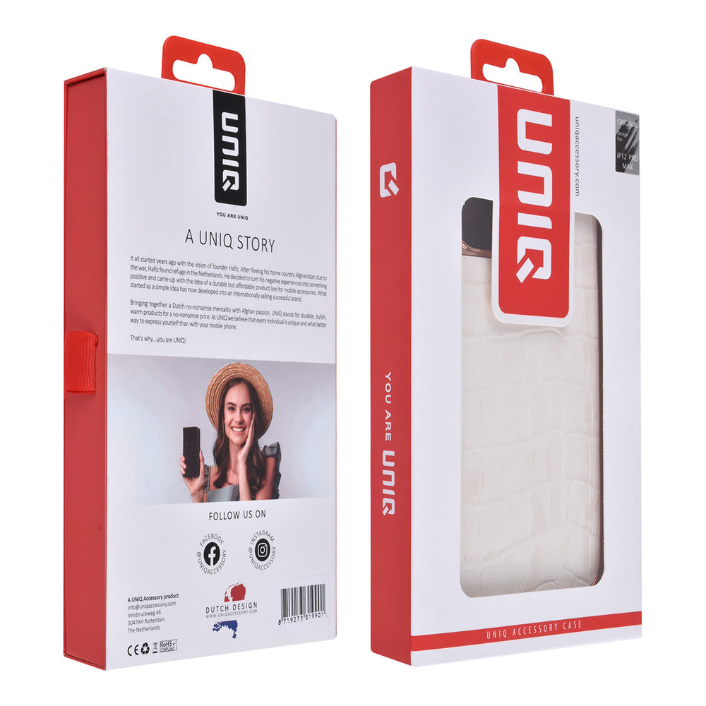 UNIQ Accessory iPhone 12 Pro Max Backcover hoesje - Croco Leather Wit-Hoesjes-Ilumina Benelux