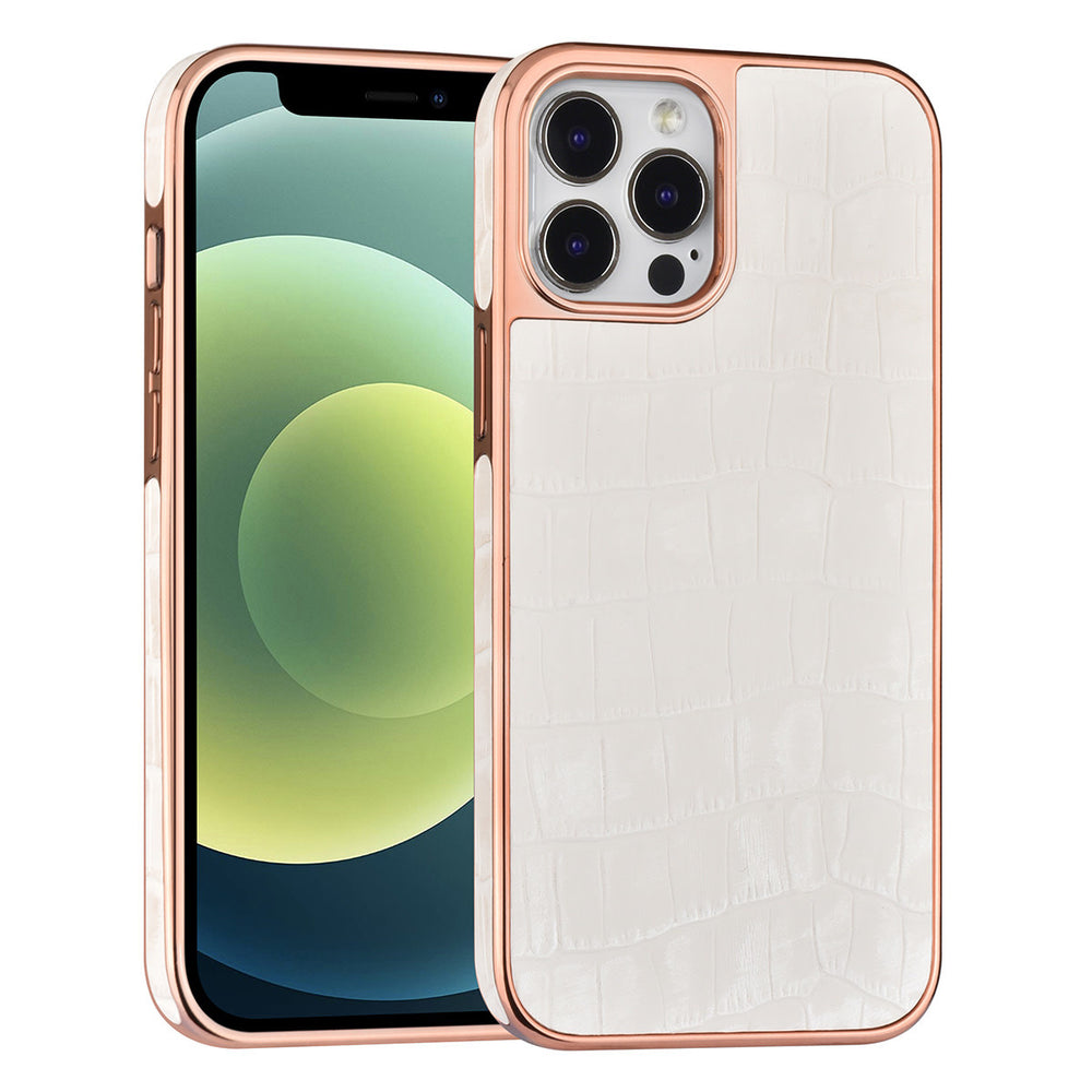 UNIQ Accessory iPhone 12 Pro Max Backcover hoesje - Croco Leather Wit-Hoesjes-Ilumina Benelux