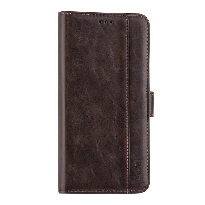 UNIQ Accessory iPhone 12 Pro Max Leren Book Case hoesje - DonkerBruin - Pasjeshouder voor 3 pasjes - Magneetsluiting-Hoesjes-Ilumina Benelux