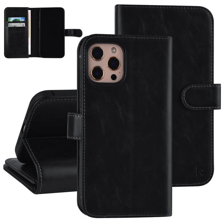 UNIQ Accessory iPhone 12 Pro Max Leren Book Case hoesje - Zwart - Pasjeshouder voor 9 pasjes - Magneetsluiting-Hoesjes-Ilumina Benelux