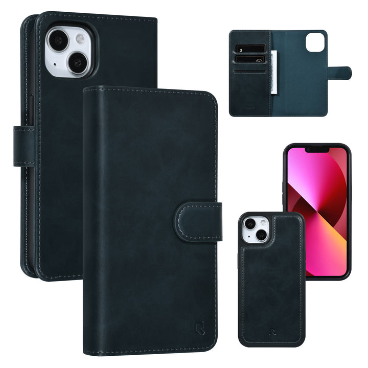 UNIQ Accessory iPhone 13 & 14 2 in 1 Booktype en Backcover Pasjeshouder - Blauw-Hoesjes-Ilumina Benelux