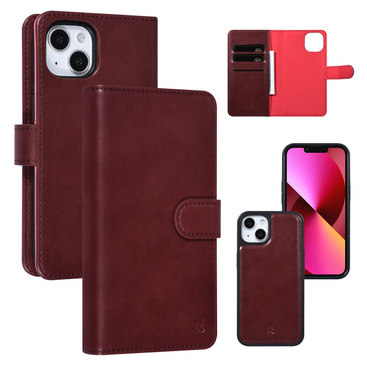 UNIQ Accessory iPhone 13 & 14 2 in 1 Booktype en Backcover Pasjeshouder - Rood-Hoesjes-Ilumina Benelux