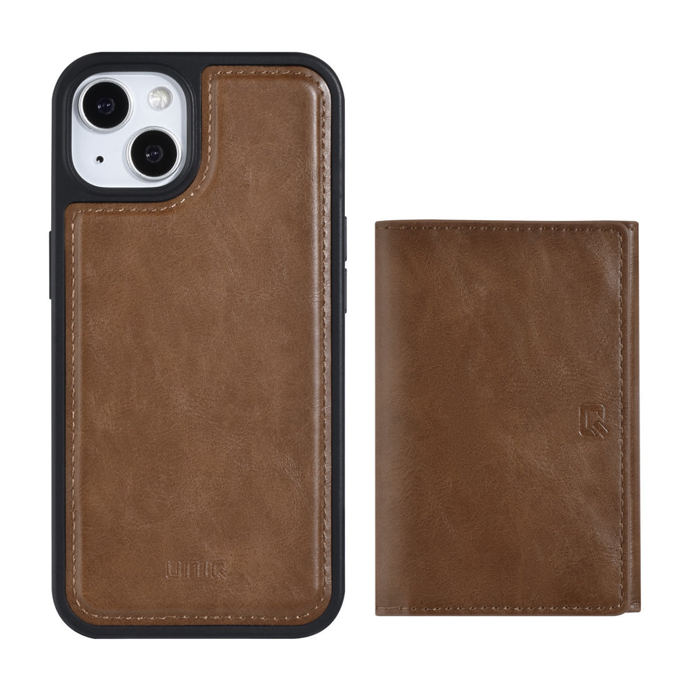 UNIQ Accessory iPhone 13 & 14 Backcover hoesje - met afneembare Pasjeshouder - DonkerBruin-Hoesjes-Ilumina Benelux