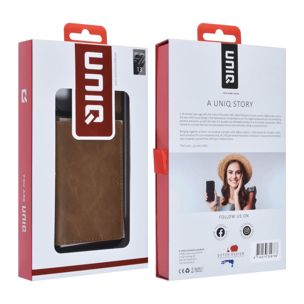 UNIQ Accessory iPhone 13 & 14 Backcover hoesje - met afneembare Pasjeshouder - DonkerBruin-Hoesjes-Ilumina Benelux