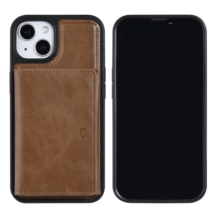 UNIQ Accessory iPhone 13 & 14 Backcover hoesje - met afneembare Pasjeshouder - DonkerBruin-Hoesjes-Ilumina Benelux
