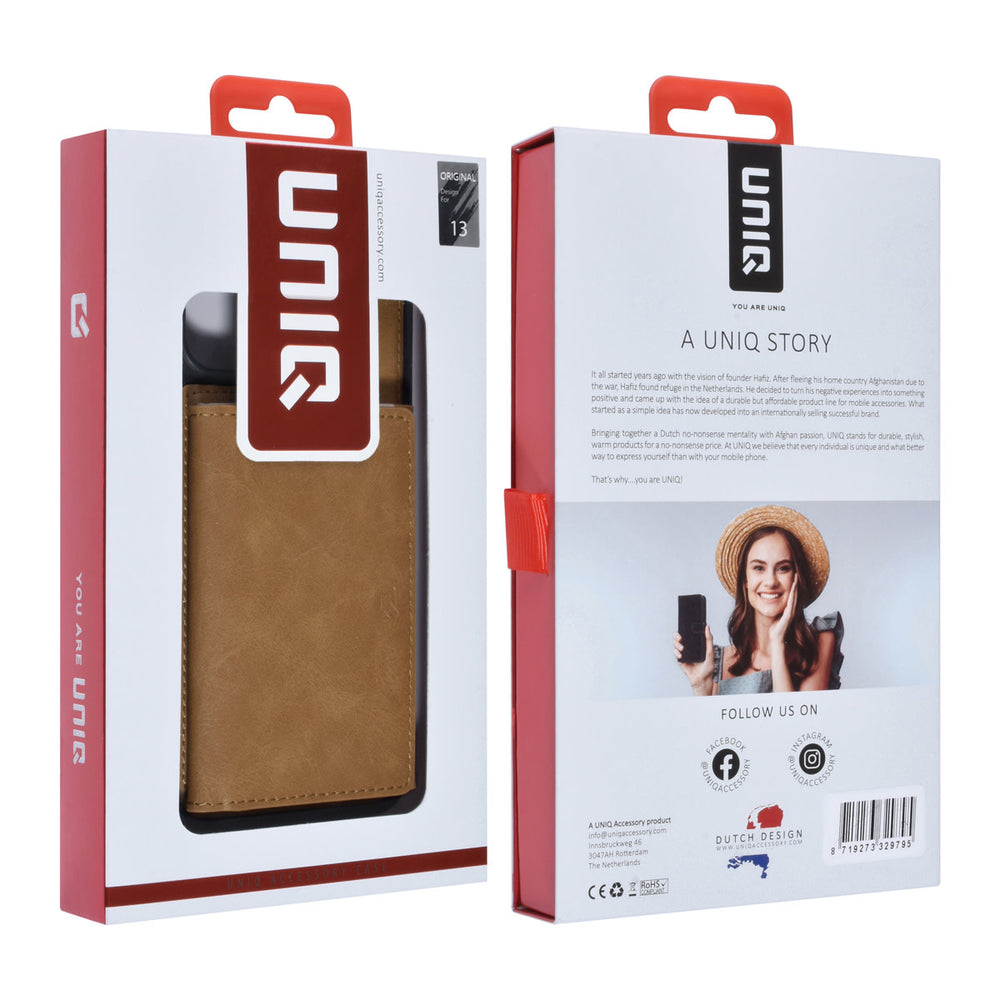 UNIQ Accessory iPhone 13 & 14 Backcover hoesje - met afneembare Pasjeshouder - LichtBruin-Hoesjes-Ilumina Benelux