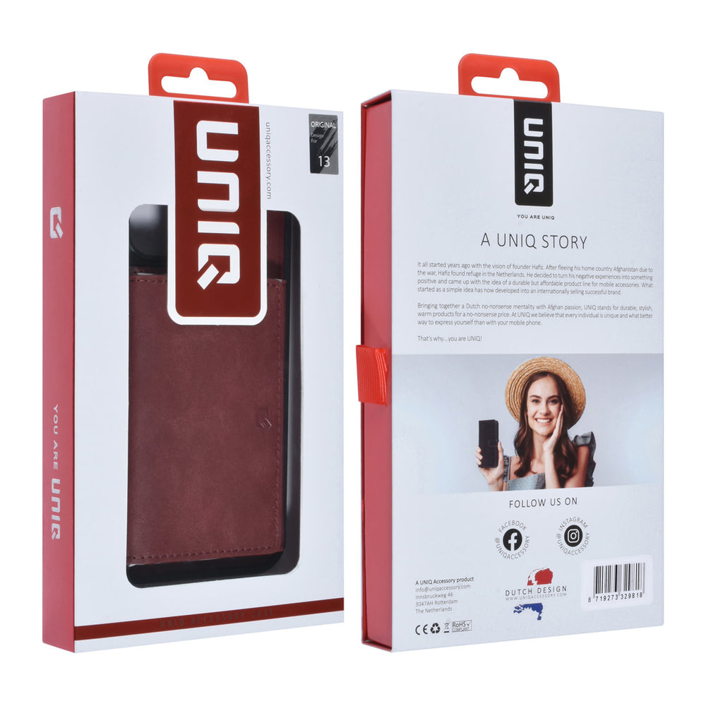 UNIQ Accessory iPhone 13 & 14 Backcover hoesje - met afneembare Pasjeshouder - Rood-Hoesjes-Ilumina Benelux