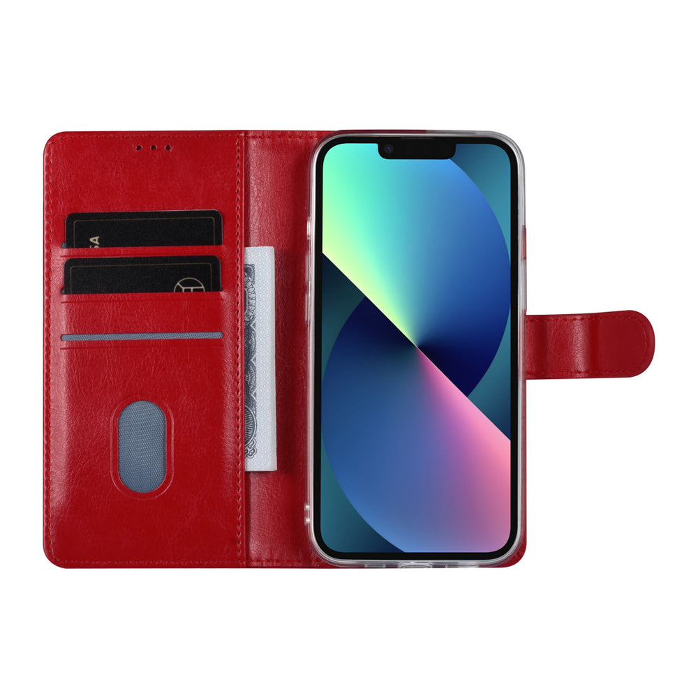 UNIQ Accessory iPhone 13 & 14 Book Case hoesje - Pasjeshouder voor 3 pasjes - Magneetsluiting - Rood-Hoesjes-Ilumina Benelux