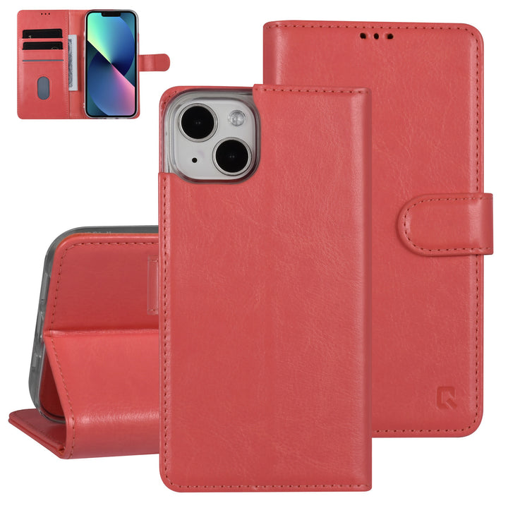 UNIQ Accessory iPhone 13 & 14 Book Case hoesje - Pasjeshouder voor 3 pasjes - Magneetsluiting - Roze-Hoesjes-Ilumina Benelux