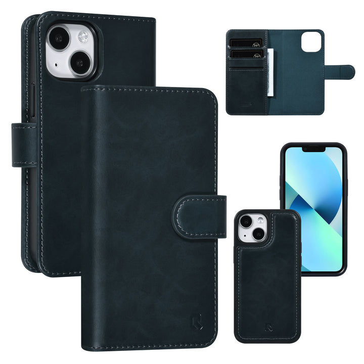 UNIQ Accessory iPhone 13 Mini 2 in 1 Booktype en Backcover Pasjeshouder - Blauw-Hoesjes-Ilumina Benelux