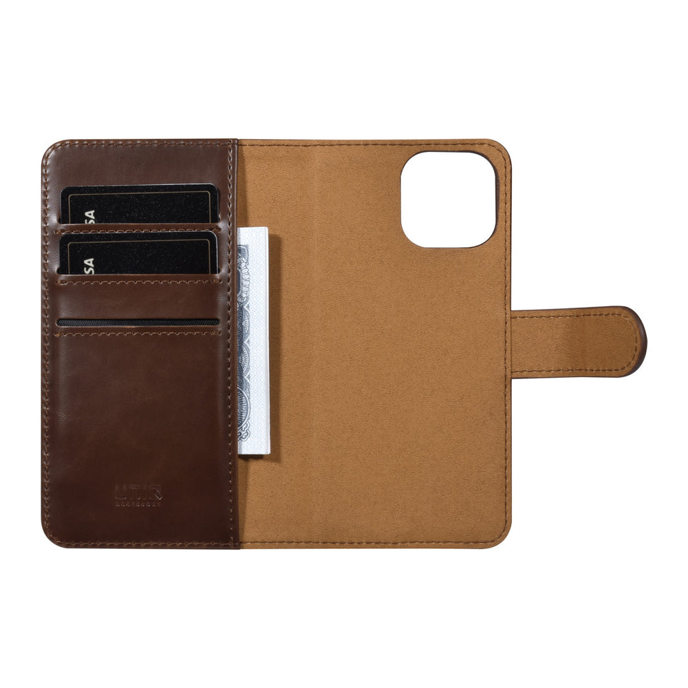 UNIQ Accessory iPhone 13 Mini 2 in 1 Booktype en Backcover Pasjeshouder - Bruin-Hoesjes-Ilumina Benelux