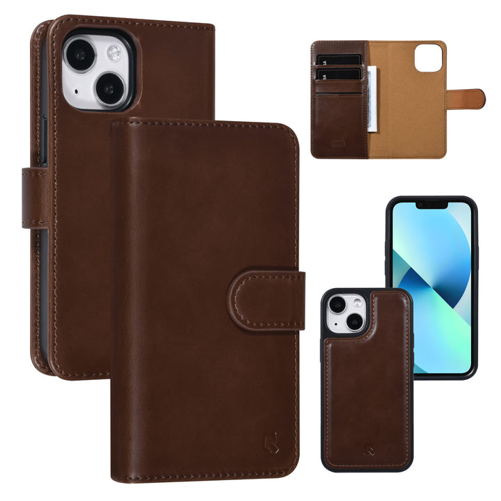 UNIQ Accessory iPhone 13 Mini 2 in 1 Booktype en Backcover Pasjeshouder - Bruin-Hoesjes-Ilumina Benelux