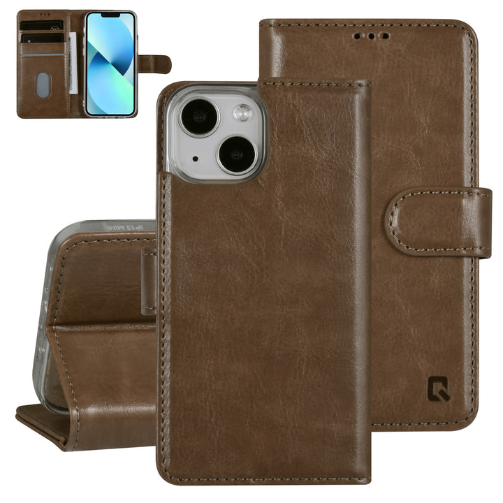 UNIQ Accessory iPhone 13 Mini Book Case hoesje - Pasjeshouder voor 3 pasjes - Magneetsluiting - Goud-Hoesjes-Ilumina Benelux