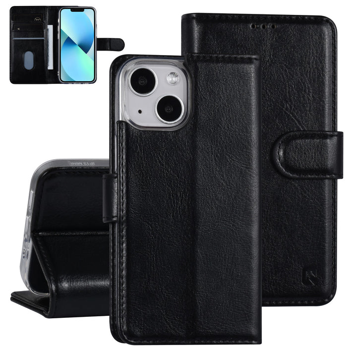 UNIQ Accessory iPhone 13 Mini Book Case hoesje - Pasjeshouder voor 3 pasjes - Magneetsluiting - Zwart-Hoesjes-Ilumina Benelux