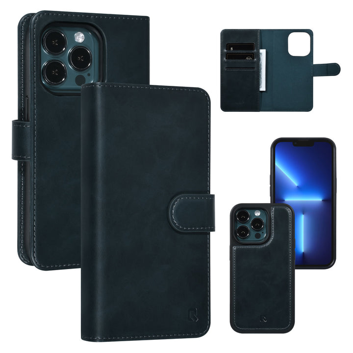 UNIQ Accessory iPhone 13 Pro 2 in 1 Booktype en Backcover Pasjeshouder - Blauw-Hoesjes-Ilumina Benelux