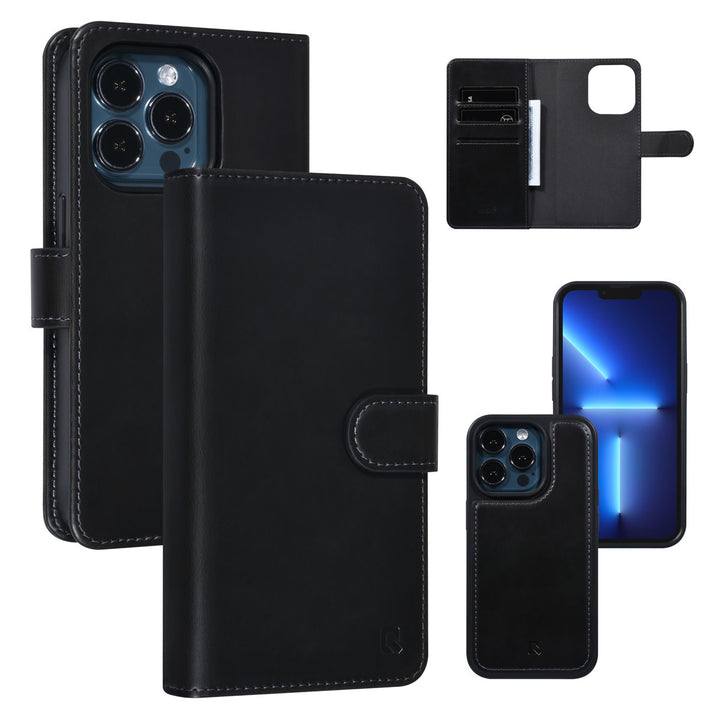 UNIQ Accessory iPhone 13 Pro 2 in 1 Booktype en Backcover Pasjeshouder - Zwart-Hoesjes-Ilumina Benelux