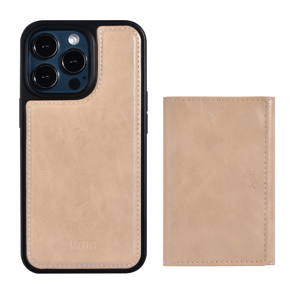 UNIQ Accessory iPhone 13 Pro Backcover hoesje - met afneembare Pasjeshouder - Goud-Hoesjes-Ilumina Benelux