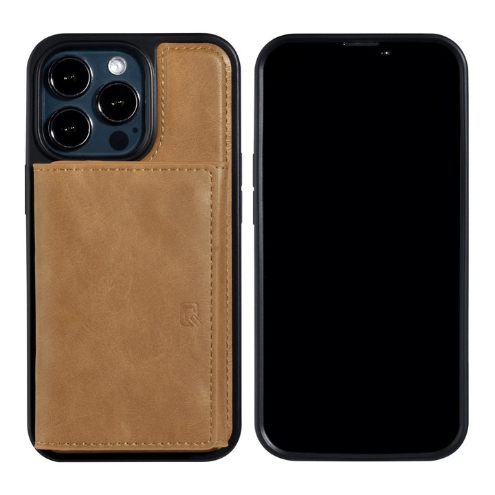 UNIQ Accessory iPhone 13 Pro Backcover hoesje - met afneembare Pasjeshouder - LichtBruin-Hoesjes-Ilumina Benelux