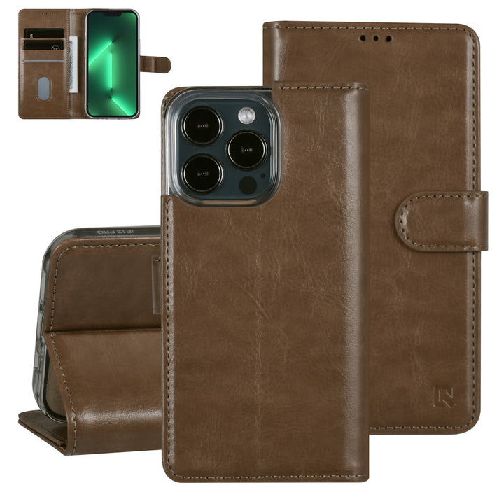 UNIQ Accessory iPhone 13 Pro Book Case hoesje - Pasjeshouder voor 3 pasjes - Magneetsluiting - Goud-Hoesjes-Ilumina Benelux
