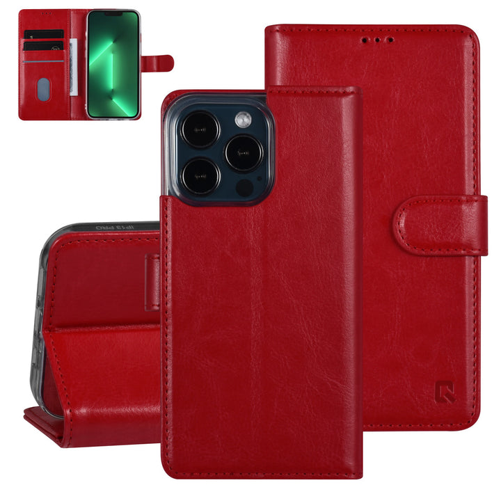UNIQ Accessory iPhone 13 Pro Book Case hoesje - Pasjeshouder voor 3 pasjes - Magneetsluiting - Rood-Hoesjes-Ilumina Benelux
