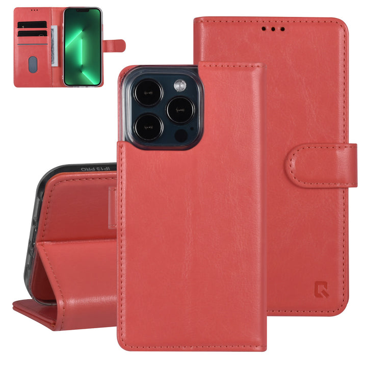 UNIQ Accessory iPhone 13 Pro Book Case hoesje - Pasjeshouder voor 3 pasjes - Magneetsluiting - Roze-Hoesjes-Ilumina Benelux