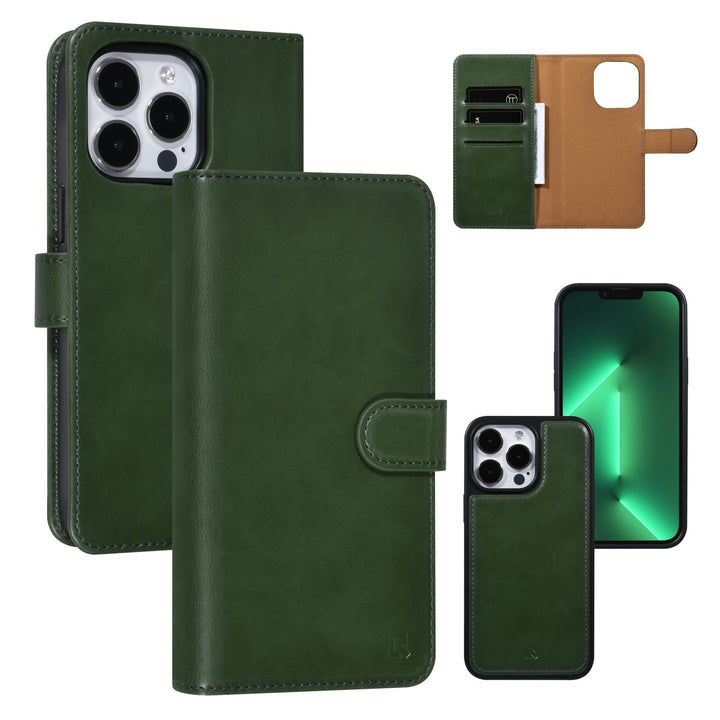 UNIQ Accessory iPhone 13 Pro Max 2 in 1 Booktype en Backcover Pasjeshouder - Groen-Hoesjes-Ilumina Benelux