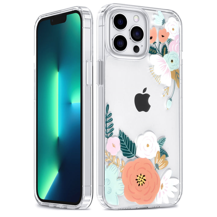 UNIQ Accessory iPhone 13 Pro Max Backcover hoesje - Transparant - Floral Print 1-Hoesjes-Ilumina Benelux