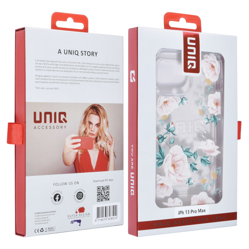 UNIQ Accessory iPhone 13 Pro Max Backcover hoesje - Transparant - Floral Print 2-Hoesjes-Ilumina Benelux
