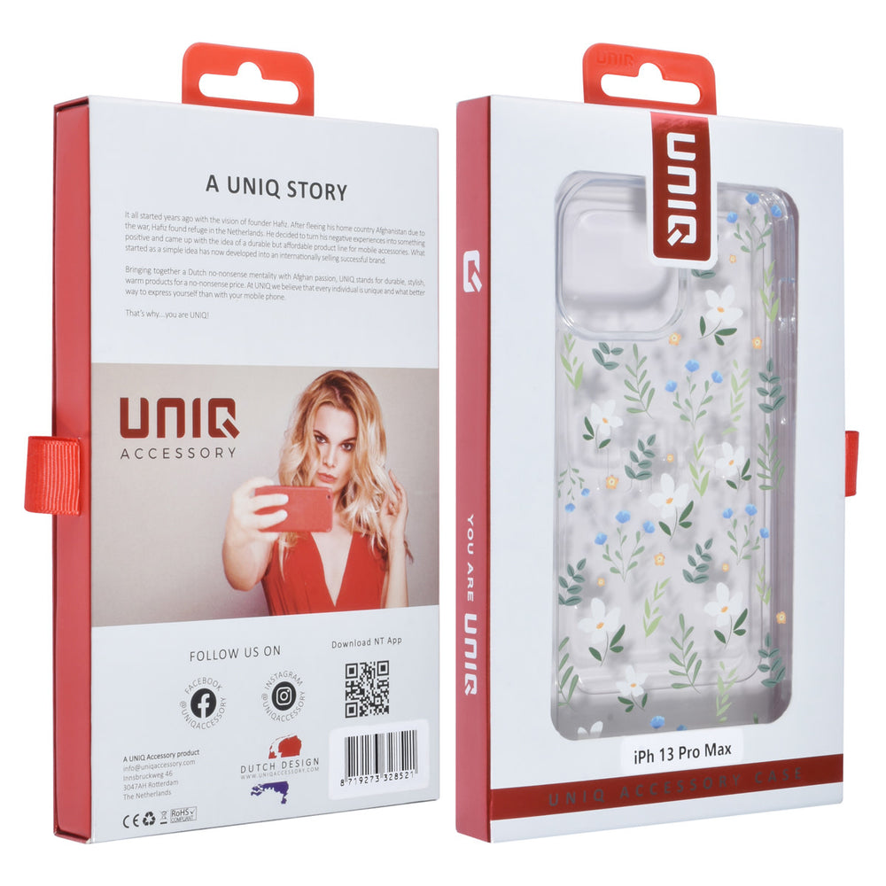 UNIQ Accessory iPhone 13 Pro Max Backcover hoesje - Transparant - Floral Print 3-Hoesjes-Ilumina Benelux