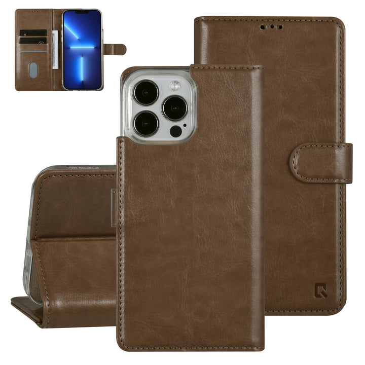 UNIQ Accessory iPhone 13 Pro Max Book Case hoesje - Pasjeshouder voor 3 pasjes - Magneetsluiting - Goud-Hoesjes-Ilumina Benelux