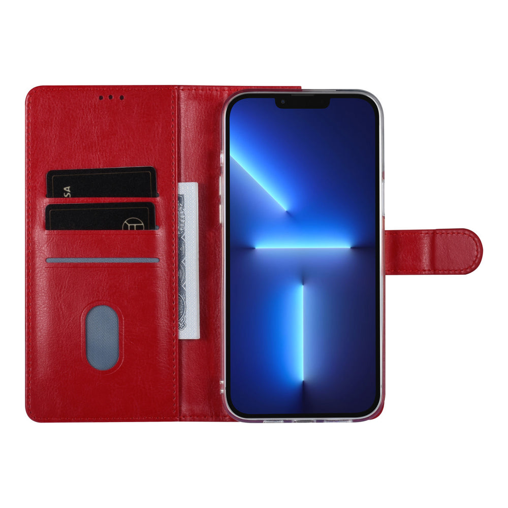 UNIQ Accessory iPhone 13 Pro Max Book Case hoesje - Pasjeshouder voor 3 pasjes - Magneetsluiting - Rood-Hoesjes-Ilumina Benelux