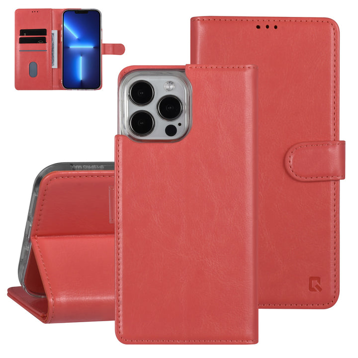 UNIQ Accessory iPhone 13 Pro Max Book Case hoesje - Pasjeshouder voor 3 pasjes - Magneetsluiting - Roze-Hoesjes-Ilumina Benelux