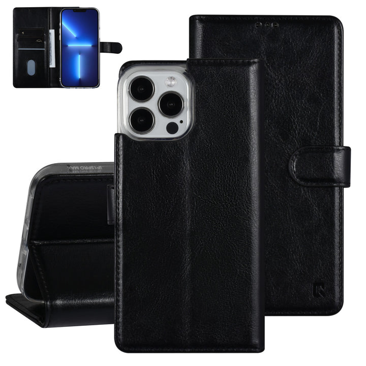 UNIQ Accessory iPhone 13 Pro Max Book Case hoesje - Pasjeshouder voor 3 pasjes - Magneetsluiting - Zwart-Hoesjes-Ilumina Benelux