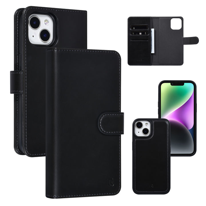 UNIQ Accessory iPhone 14 & 13 2 in 1 Booktype en Backcover Pasjeshouder - Zwart-Hoesjes-Ilumina Benelux