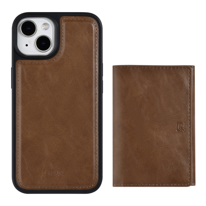 UNIQ Accessory iPhone 14 & 13 Backcover hoesje - met afneembare Pasjeshouder - DonkerBruin-Hoesjes-Ilumina Benelux