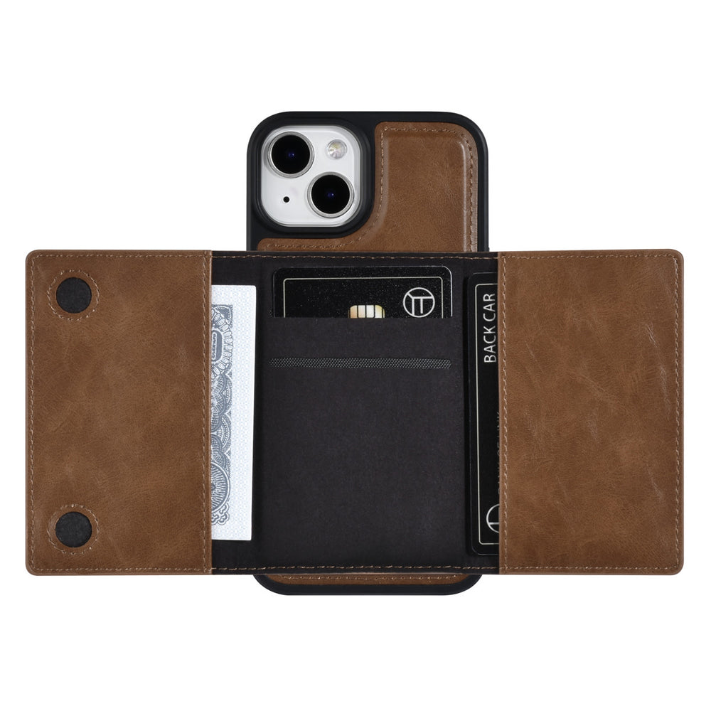 UNIQ Accessory iPhone 14 & 13 Backcover hoesje - met afneembare Pasjeshouder - DonkerBruin-Hoesjes-Ilumina Benelux
