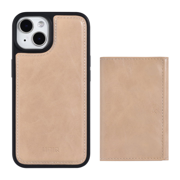 UNIQ Accessory iPhone 14 & 13 Backcover hoesje - met afneembare Pasjeshouder - Goud-Hoesjes-Ilumina Benelux