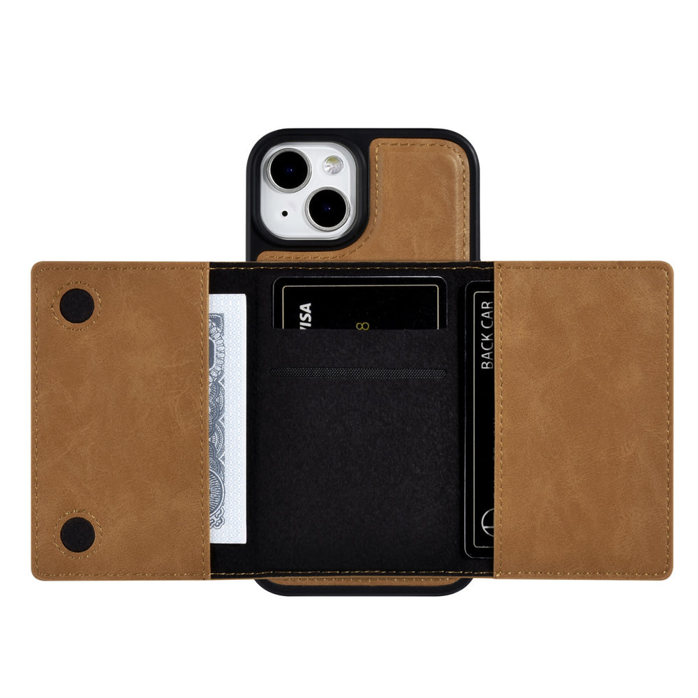 UNIQ Accessory iPhone 14 & 13 Backcover hoesje - met afneembare Pasjeshouder - LichtBruin-Hoesjes-Ilumina Benelux