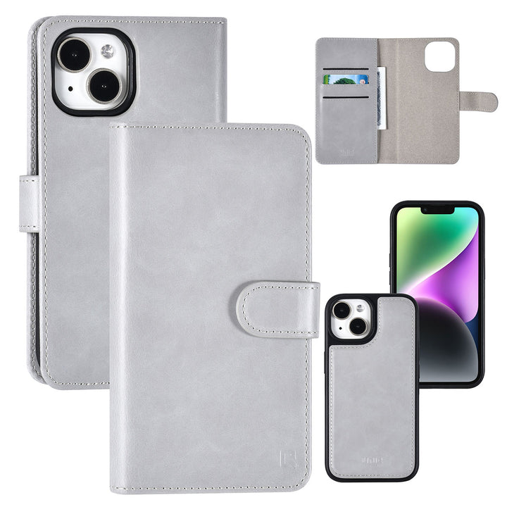 UNIQ Accessory iPhone 14 & 13 Book Case hoesje Pasjeshouder - Grijs-Hoesjes-Ilumina Benelux