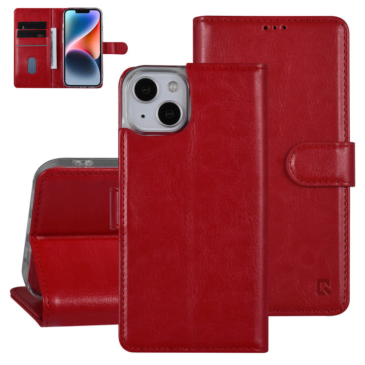 UNIQ Accessory iPhone 14 & 13 Book Case hoesje - Pasjeshouder voor 3 pasjes - Magneetsluiting - Hanger - Rood-Hoesjes-Ilumina Benelux